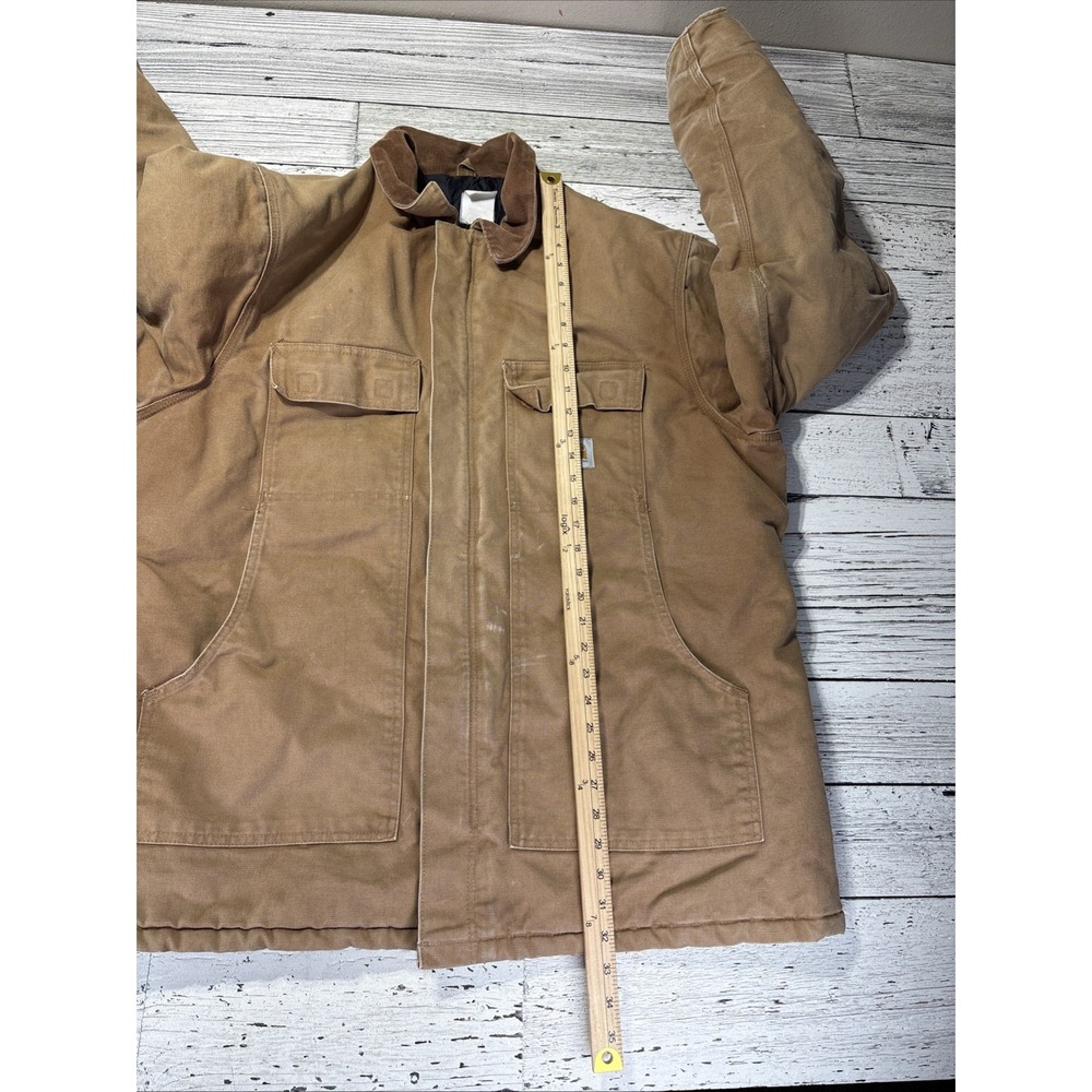 Men's Carhartt Brown Canvas Zip Jacket w/ Corduroy Collar, 48 Tall. C03 BRN READ - Picture 5 of 16
